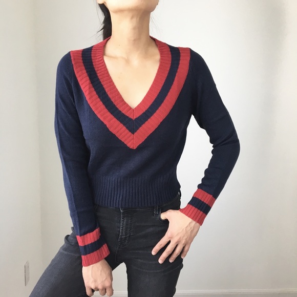 ANNICKA V NECK VARSITY PULLOVER TOP - Picture 8 of 8